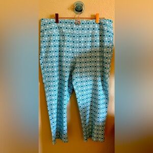 Zac & Rachel Turquoise and White Patterned Pants